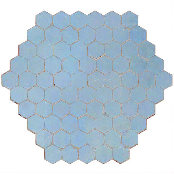 Mosaic House Moroccan tile Sata A 20 Sea Blue  solid zellige, mosaic, zellij, field, pattern, glaze, simple, classic, hexagonal 